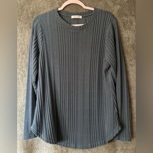 Caslon Ribbed Long-Sleeve Top in Slate Blue Gray